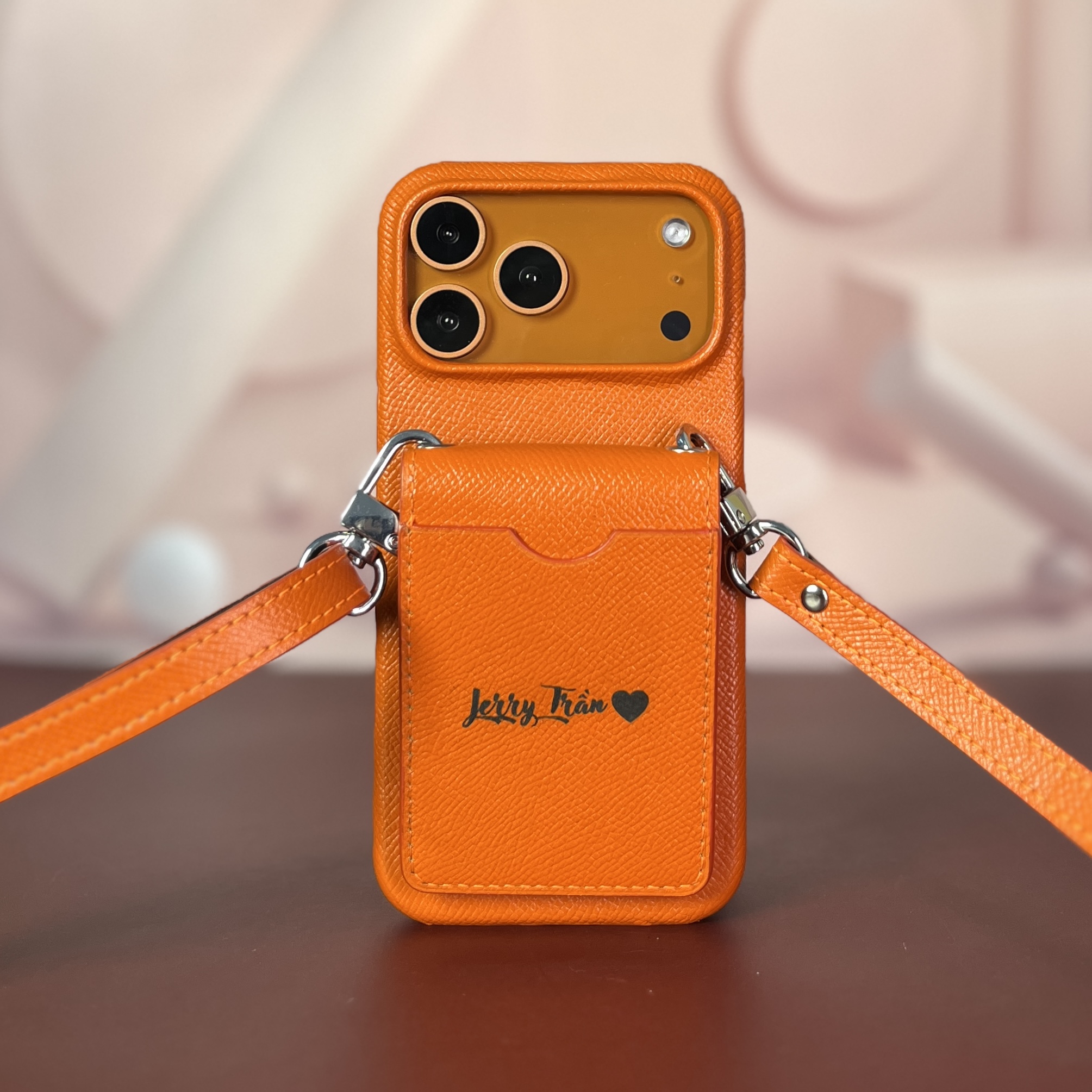 Ốp da thủ công full viền da LAYLA ngăn ví mini kèm dây đeo - Epsom